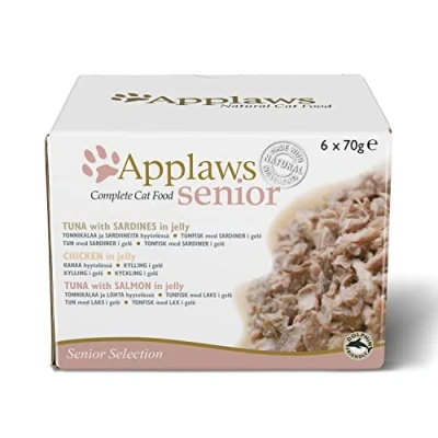 Immagine di Applaws Wet Cat Food for Senior Adult Cats, Multipack Tuna and Chicken Selection in Jelly 6 x 70g