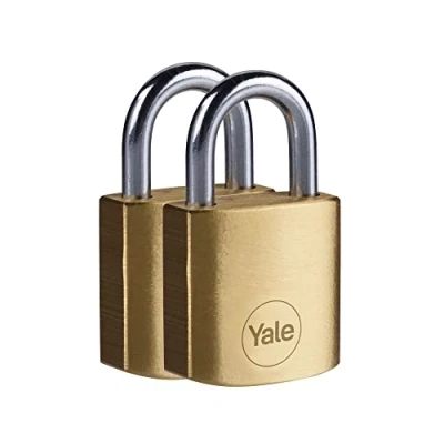 Immagine di Yale Lucchetto in ottone Y110B/30/115/2 corpo 30mm, arco acciaio, 3 chiavi, confezione da 2 lucchetti
