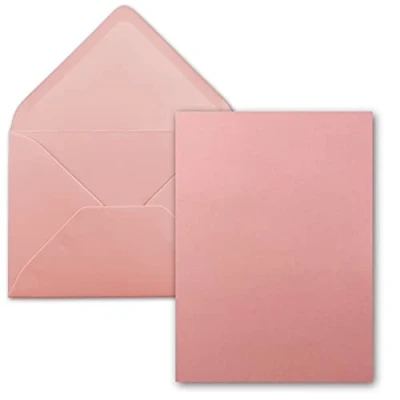 Immagine di FarbenFroh by GUSTAV NEUSER Set di 700 biglietti singoli con buste DIN A6/C6, colore rosa antico (rosa), 14,8 x 10,5 cm, senza pieghe, colore: