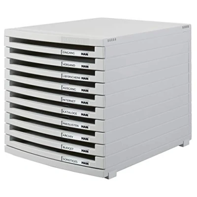 Immagine di HAN CONTUR 1510 0 11 Cassettiera Grigio luminescente DIN A4, B4, C4 Numero cassetti: 10