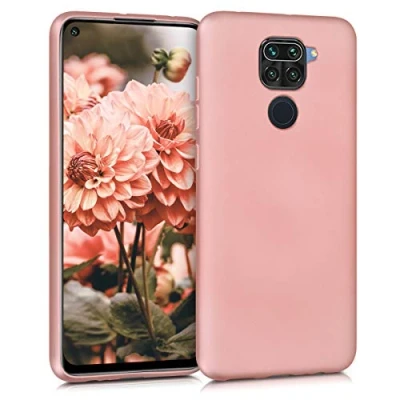 Immagine di kwmobile Custodia Compatibile con Xiaomi Redmi Note 9 Cover Back Case Morbida Protezione in Silicone TPU Effetto metallizzato oro rosa