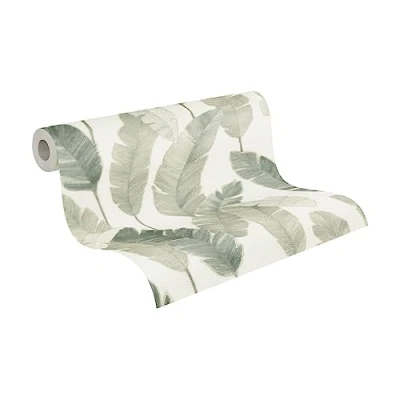 Immagine di Livingwalls Travel Styles Carta da parati botanica in tessuto non tessuto, per ambienti diversi, 10,05 m x 0,53 m, colore: bianco e verde