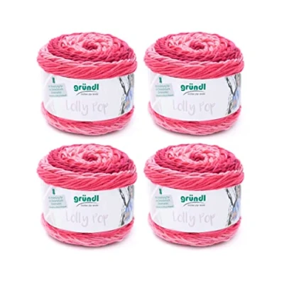 Immagine di Gründl Lolly Pop Filato per Uncinetto e Maglieria (Filato Universale Simile alla Lana Lavabile 100% poliacrilico, 150 g / 240 m, Dimensione dell&#039;ago: 5 6, 4 x g), Pink Swirl