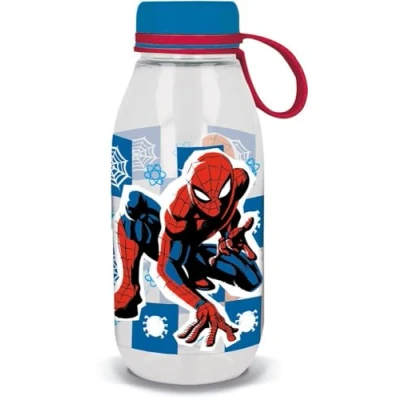 Immagine di Marvel Borraccia Ecozen trasparente per bambini in tritan Spiderman Uomo Ragno 460 ml con cappuccio e manico silicone