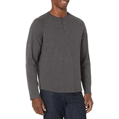 Immagine di Amazon Essentials Camicia a Maniche Lunghe Regular Fit con Scollo Serafino (Disponibile nelle Taglie Big &amp; Tall) Uomo, Carbone Puntinato, S