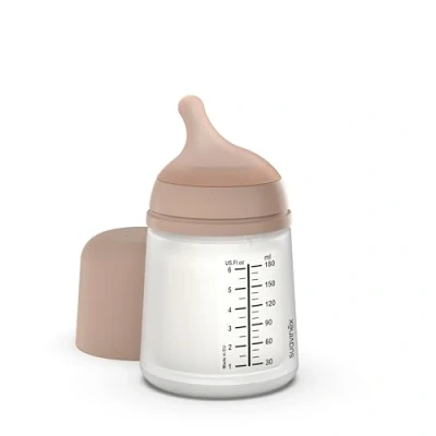 Immagine di Suavinex, Biberon Anti Coliche Zero Zero, con Tettarella in Silicone a Flusso Lento (S), +0 Mesi e Neonati, Compatibile Allattamento Materno Formula, 180 ml, Medium
