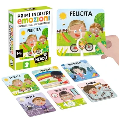 Immagine di Headu Primi Incastri Emozioni Manualità e Curiosità per i più Piccoli, Bambini 1 4 Anni, Un Gioco Educativo Made in Italy