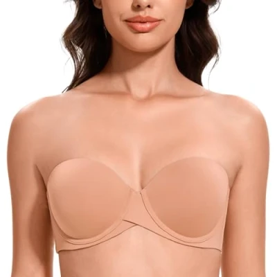 Immagine di MELENECA Donna Push Up Reggiseno Senza Spalline Invisibile con Ferretto Cappuccino 3E