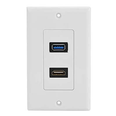 Immagine di Goshyda Piastra a Parete HDMI e USB 3.0, USB3.0 Presa Video per Pannello multimediale Integrato Due in Uno