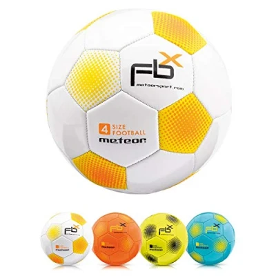 Immagine di meteor Pallone da Calcio Cucito per Bambini Adolescenti e Adulti 5 4 3 1 Dimensioni Colori Perfetto Allenamento, Giochi Ricreativi (#4, Bianco)