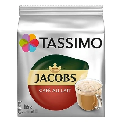 Immagine di Tassimo Jacobs Café au Lait, Caffè, Capsule per Caffellatte da Caffè Tostato Macinato, 16 T Discs / Porzioni