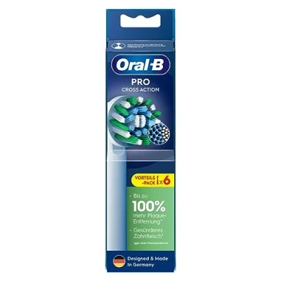 Immagine di Oral B Pro CrossAction Set di 6 testine per spazzolino elettrico, pulizia dei denti superiore con setole innovative a forma X, accessorio originale spazzolini