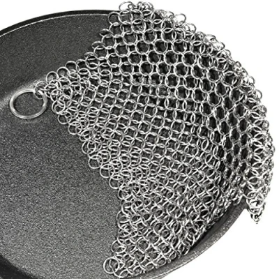 Immagine di Cast Iron Cleaner. Scrubber in acciaio Pulitore per pentole padelle, wok, pentole, padelle Opzione igienica tampone di raschiatura Non arrugginisce come lana d&#039;acciaio (Square 7&quot;x7&quot;)