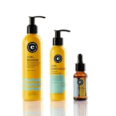 Immagine di COCUNAT Programma Ricci Splendenti Idratante Leave In + Curl Booster Serum all&#039;Olio d&#039;Argan Metodo Curly Idrata, Districa, Nutre, Elimina l&#039;Increspamento 250ml+150ml 30ml