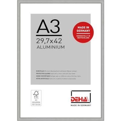 Immagine di DEHA Design cornice in alluminio Boston, 29,7x42 cm (A3), Argento opaco