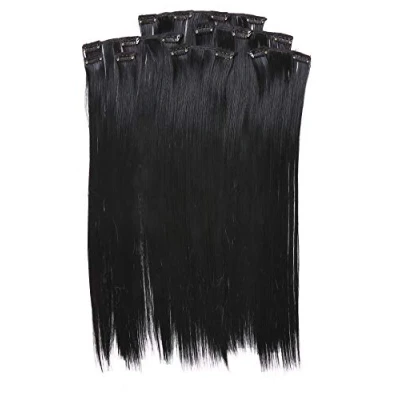 Immagine di Prettyland statico libero lunga 7 pezzi Clip in Extension 50cm pezzo capelli lisci set di dei profondo nero 01