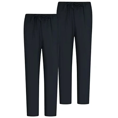 Immagine di MISEMIYA Pack 2 PCS Pantaloni Unisex Vita Elastica Uniforme di Lavoro Clinica Ospedale Small, Nero 68