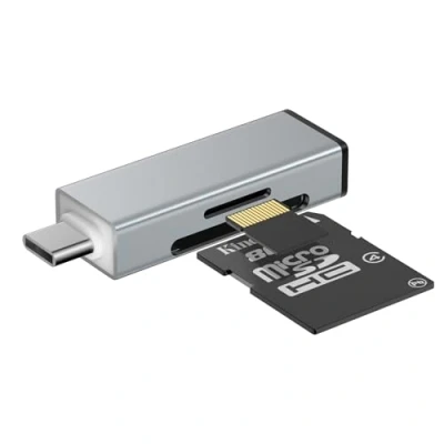 Immagine di GlasFlength Lettore di Schede SD/Micro SD 2 in 1, Card Reader USB C per SDHC SDXC Micro MMC 2.0 Scheda Memoria Adattatore PC Cellulare Android (Grigio)