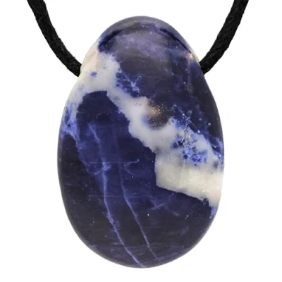 Immagine di Lebensquelle Plus Sodalith Ciondolo a goccia in Pietra perforata con nastro di cotone preziosa alta qualità, semipreziosa, Sodalite