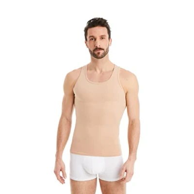Immagine di FINN Canotta Dimagrante Uomo Canottiera Snellente Senza Maniche in Cotone Maglia compressiva Body Shaper per Una Pancia più Piatta Color Pelle 4XL
