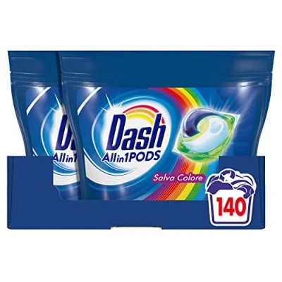 Immagine di Dash Pods Detersivo Lavatrice In Capsule, 140 Lavaggi (2x70), Salva Colore, Maxi Formato, Mantiene Vivaci i Colori Dei Tuoi Capi, Efficace Anche a Bassa Temperatura