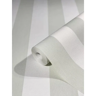 Immagine di WALLCOVER Carta da parati verde in tessuto non tessuto, motivo a strisce, colore bianco e chiaro, linee moderne, struttura fine, 10,05 x 0,53 m, made Germany