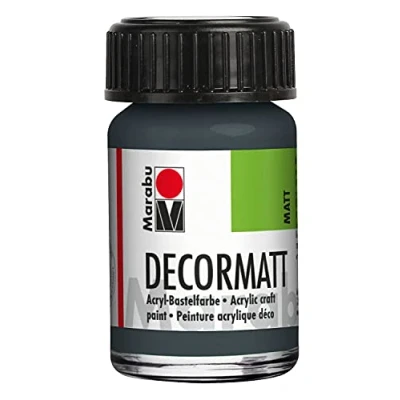 Immagine di Marabu 14010039079 Decormatt acrilico grigio scuro 079, 15 ml, vernice acrilica opaca a base d&#039;acqua, cremosa e intensa, resistente alla saliva, alle intemperie, per dipingere disegnare liberamente