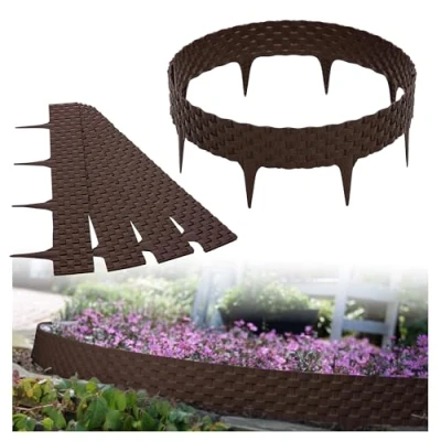 Immagine di GARDENIX 3,2 m bordo letto in rattan prato giardino palizzata recinzione (marrone)