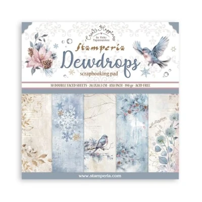 Immagine di Stamperia Scrapbook Paper Pad per scrapbooking, album, card making, Bullet Journalling and More, Acid Free, Double Sided, Perfect for Hobbies, Crafts, Gifting (Dewdrops) (20,3 x 20,3 cm)