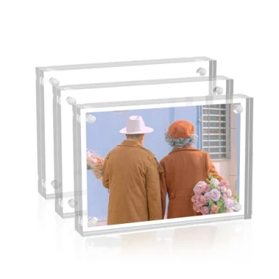 Immagine di Sezanrpt Cornice portafoto in acrilico, 9 x 13 cm, confezione da 3, magneti double face, per 10 8 mm + di spessore