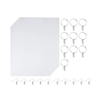 Immagine di Supvox Il kit di fogli plastica termoretraibile da 30 pezzi include 10 carta retrattile con ganci per le orecchie e portachiavi bambini creativi