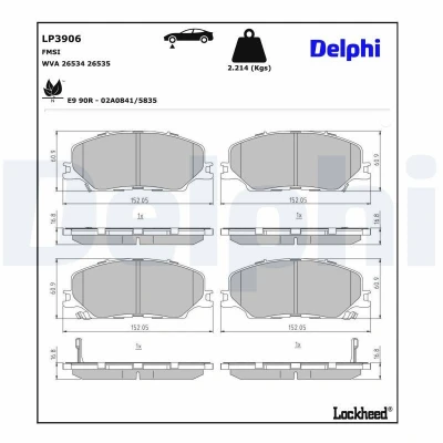 Immagine di Kit pastiglie freno, Freno a disco DELPHI LP3906