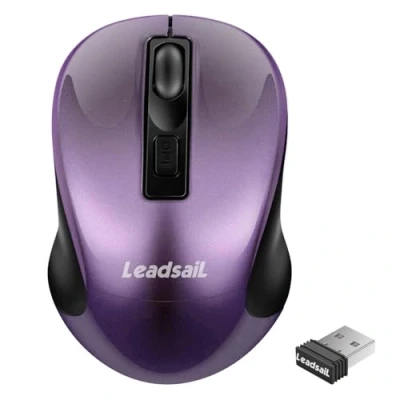 Immagine di LeadsaiL Mouse Wireless, Senza Fili per PC Portatile, USB Ergonomico, 1600 DPI, 3 Pulsanti, Clic Silenzioso, 2.4 GHz, con Ricevitore Wireless Compatibile Chromebook, Mac, Laptop