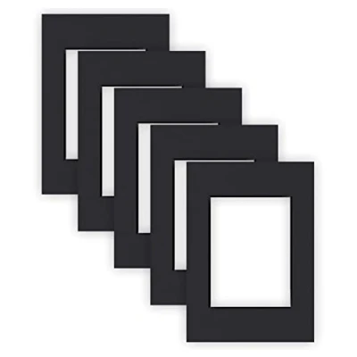 Immagine di nielsen Conservation Cartoncino Passepartout 1,5 mm, set di 5, formato esterno 21x29,7 cm (DIN A4) per immagini 13x18 cm, nero liscio