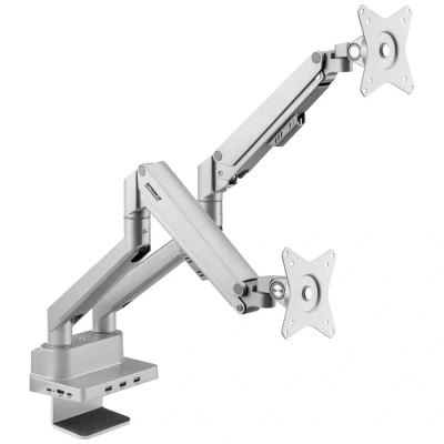 Immagine di SpeaKa Professional SP MM 800 2 vie Supporto da tavolo per monitor 43,2 cm (17) 81,3 (32) Argento Rotante, Inclinabile, Regolabile in altezza, Girevole