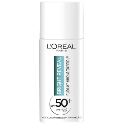 Immagine di L&#039;Oréal Paris Bright Reveal Fluido Idratante Anti Macchia con Filtro UV SPF 50+, per tutti i tipi di pelle, protezione e riduzione delle macchie, niacinamide vitamina E, 50 ml