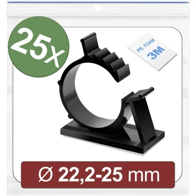Immagine di Quadrios 24CA454 Basetta di fissaggio autoadesivo Intervallo Ø fascio 22.2 fino a 25 mm Nero pz.