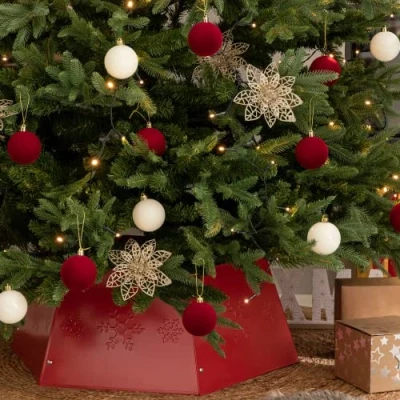 Immagine di Collare per albero di Natale, in metallo, colore: rosso