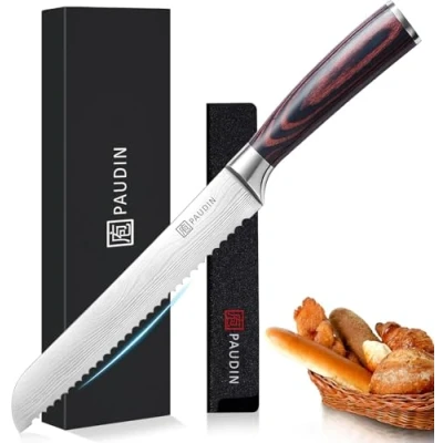 Immagine di PAUDIN Coltello da Pane Professionale, Dimensioni 20 cm con Lama Seghettata in Acciaio Inossidabile di Alta Qualità, Extra AffilatO Impugnatura Ergonomica