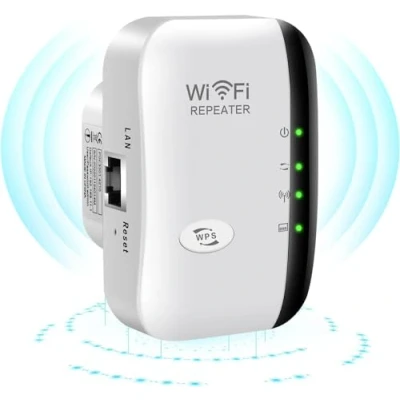 Immagine di Ripetitore WiFi Potente per Casa Amplificatore 2024 Più Recente WLAN Extender 300Mbit/s 2.4GHz, Porta LAN, Supporta Modalità Ripetitore/Router/AP