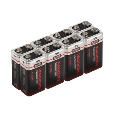 Immagine di Warriors 8X batteria 9v batterie 9 volt pila pile alcaline, extra potenza, lunga durata per rilevatori di fumo, irrigatori da giardino e sensori allarme 6lr61 6F22 PP3 MN1604
