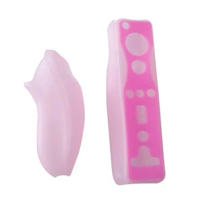 Immagine di OSTENT Custodia morbida in silicone compatibile con Nintendo Wii Remote Controller Nunchuk Colore rosa