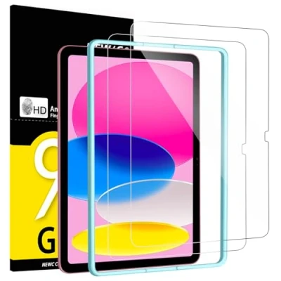 Immagine di NEW&#039;C 2 Pezzi, Pellicola Prottetiva per iPad 10ª generazione 10,9 Pollici (2022), Vetro Temperato, Telaio di facile installazione, Durezza 9H, 0,33mm Ultra Trasparente, Resistente