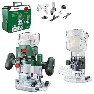 Immagine di Bosch Home and Garden Fresatrice a batteria 2 in 1 per bordi/superfici 06039D5002 AdvancedTrimRouter 18V 8 Combi Set