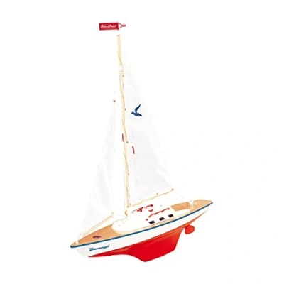 Immagine di Paul Günther 1810 Barca a vela Petrel, piccola da gioco, dimensioni circa 55 x 67 cm, pronta navigare e assemblata, per il mare, la spiaggia balneazione.