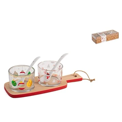 Immagine di H&amp;h set 5 pezzi decoro natale con in bamb cm22