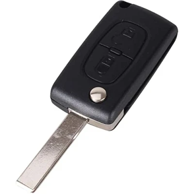 Immagine di Guscio chiave per auto, 2 pulsanti, compatibile con Citroen C2 C3 C4 C5 C6 C8 Xsara Picasso Peugeot 107 207 307 308 407CE0536: CE0536 Posizione batteria nella scocca e lama graffio HU83