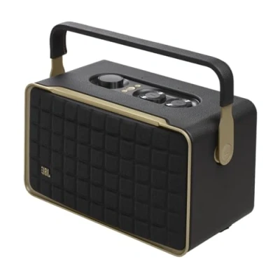 Immagine di JBL Authentics 300, Smart Home Speaker, Altoparlante Bluetooth Stile Retrò Anni &#039;70 con Griglia Quadrex, Wi Fi Integrato, Assistente Vocale, AirPlay, Batteria Integrata 8 h di Autonomia, Nero