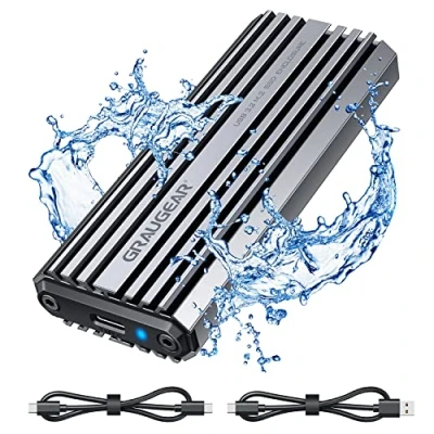 Immagine di GRAUGEAR Custodia esterna per M.2 NVMe SSD USB 3.2 Gen 2 (10 Gbit/s) C A Sistema di raffreddamento 2x Pad termici in alluminio IP66 G M201 AC 10G