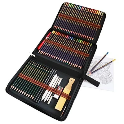Immagine di Acquerellabili Matita Set,72 matite da Disegno e schizzi presentate con cura in un astuccio zip, Kit Set Artista per Principianti Bambini Adulti